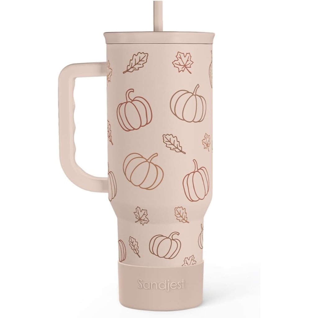 Pumpkin Tumbler With Handle And Straw 40oz Stainless Sleel Slider Tumbler Trav